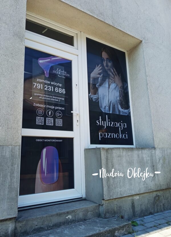 Okleiny na witrynie, Studio Urody Zalookaj, Sławków