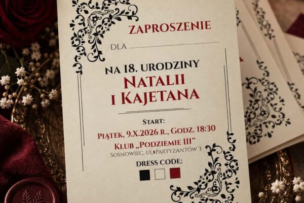 Zaproszenia urodzinowe, klient detaliczny, Sławków