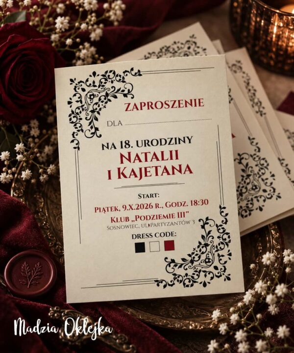 Zaproszenia urodzinowe, klient detaliczny, Sławków